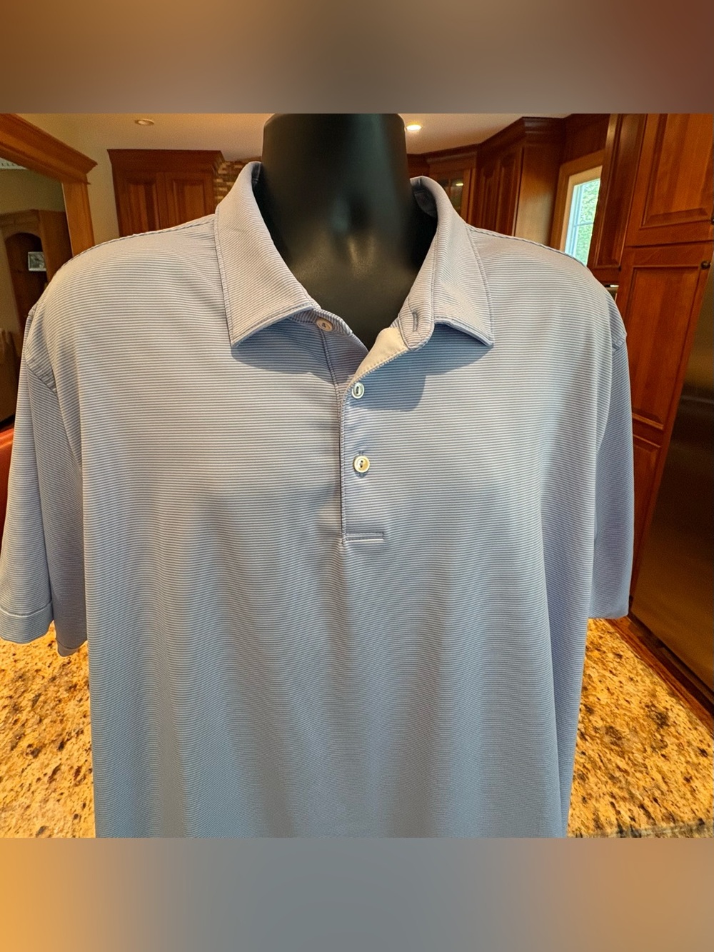 Peter Millar men’s performance golf polo. sharp Blue Micro-striped. 2XL